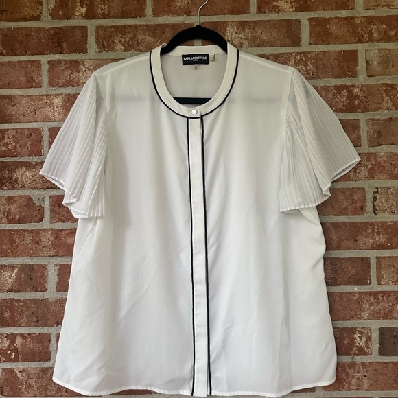 Karl Lagerfield white top with black piping - Picture 2 of 7